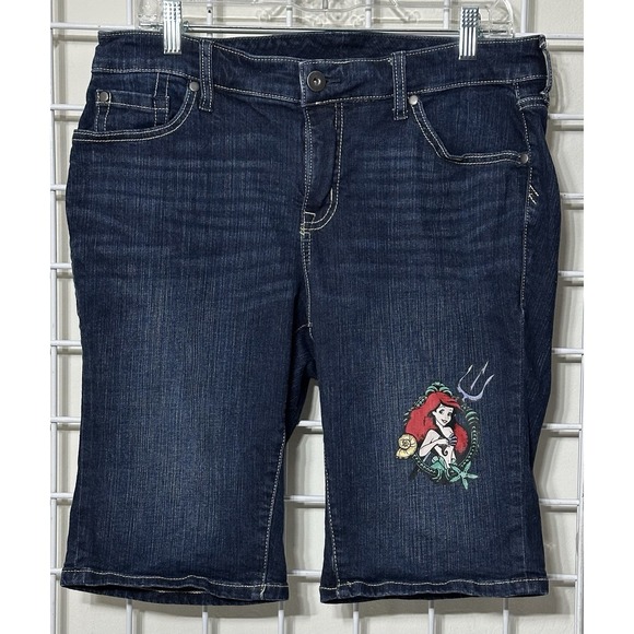 Disney Princess Bermuda Denim Dark Wash Mid Rise Jean Shorts Ariel Size‎ 12 - Picture 2 of 8